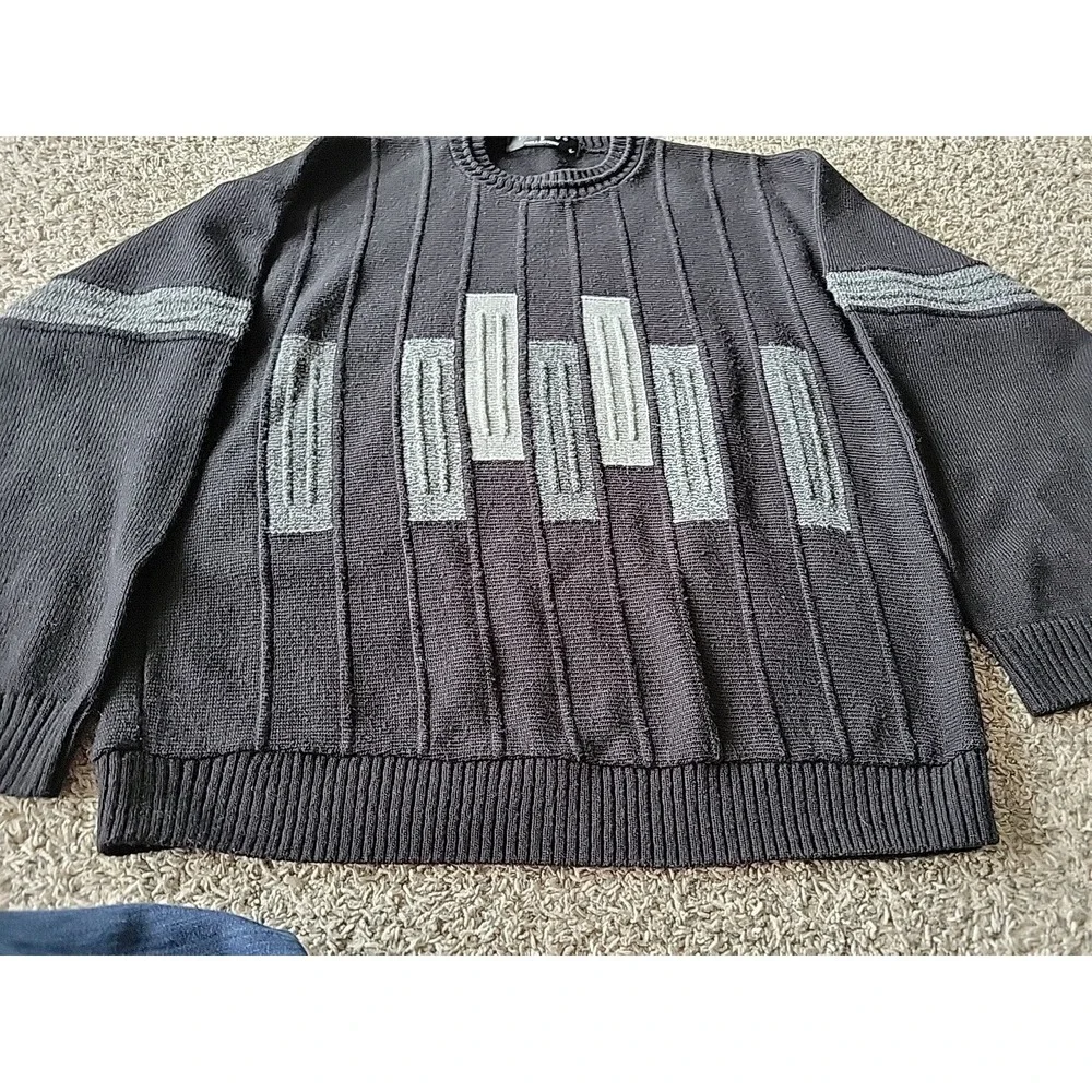 Vtg Protege Collection Mens Size L Sweater Biggie Cosby 3D Textured USA Made